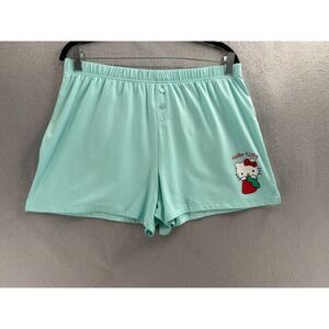 Hello Kitty Pajama Sleep Shorts Womens M Green Lounge Sanrio Strawberry Boxer